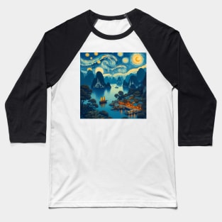 Halong Bay, Vietnam, in the style of Vincent van Gogh's Starry Night Baseball T-Shirt